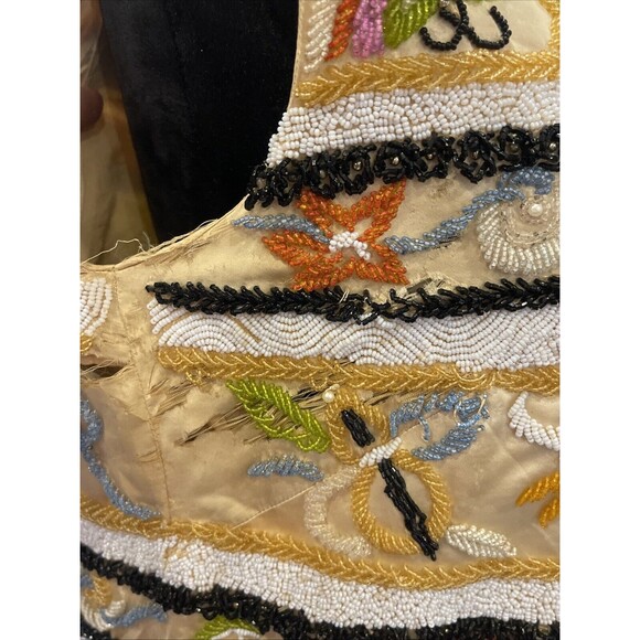 Vintage JO-RO IMPORTS Blouse Heavy Iridescent Beads 50s 60s Butterfly floral 12 - Picture 9 of 16